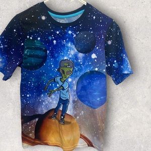 Wonder Nation Sz XL 14-16 Blue Long Sleeve Space Alien Graphic Pajama Top